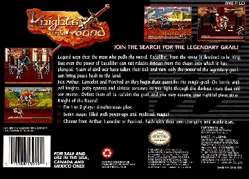 Knights of the Round (USA) box cover back